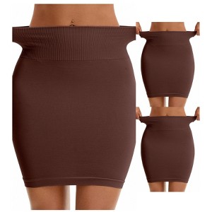 INSPIRE CHIC Women's 3 Packs High Waist Under Skirt Seamless Half Slips Shaping Under Mini Dress - 1 of 4