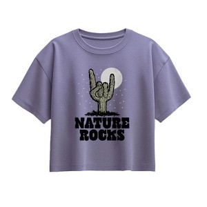 Girls' - Instant Message - Nature Rocks Short Sleeve Boxy Graphic T-Shirt - 1 of 3