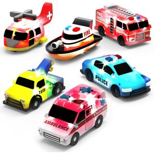 Tub Works Emergency Cars Light Up Bath Toys, 6 Pack - 1 of 4