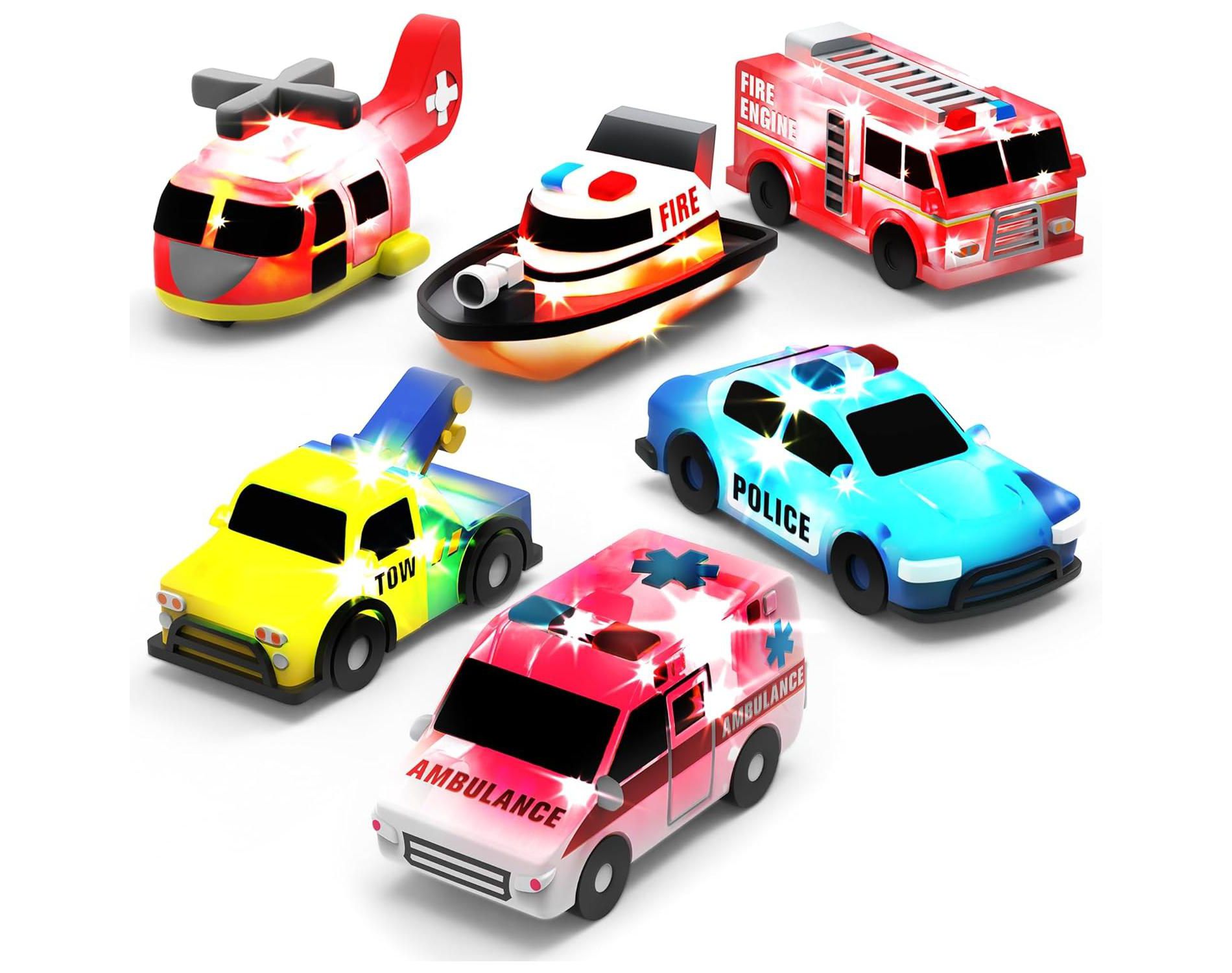Tub Works Emergency Cars Light Up Bath Toys, 6 Pack