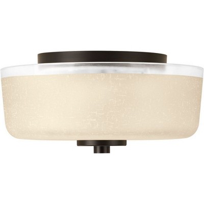 Antique Bronze 12.25" Flush Mount with Etched Umber Glass