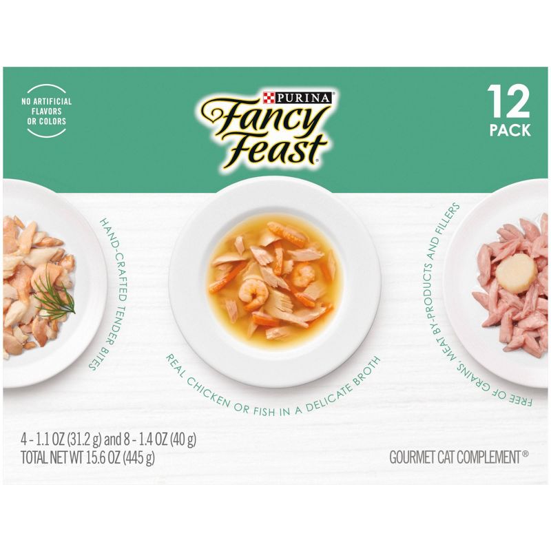 Purina Fancy Feast Lickable Appetizers and Broths Complements Collection with Fish, Seafood, Shrimp, Chicken, Tuna and Salmon Wet Cat Food - 12ct, 4 of 9
