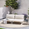 Crestlive Products Patio Furniture Set Oversized Metal Single Sofa Outdoor Sectionals Conversation Set with Cushion, White Frame and Beige Mat - 4 of 4
