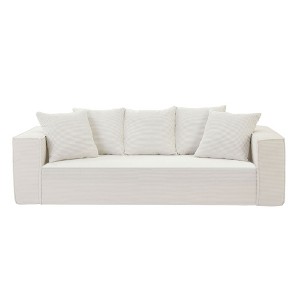 NicBex 88.97 Inch 3 Seater Sofa Couch with Armrest and 5 Pillows Modern Comfortable Couch for Living Room,Apartment,White - 1 of 4