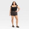 Women's EasyRigid Embroidered Mid-Rise Denim Shorts - Wild Fable™ Black - 3 of 4