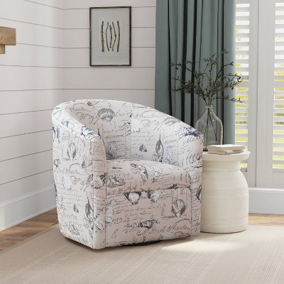Comfort Pointe Beach Harbor Swivel Accent Chair: Upholstered, No Assembly, Coastal Design