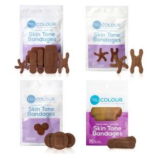 Tru-Colour Skin Tone Shade Adhesive Bandage Assorted Shapes, Dark Brown - 1 of 4