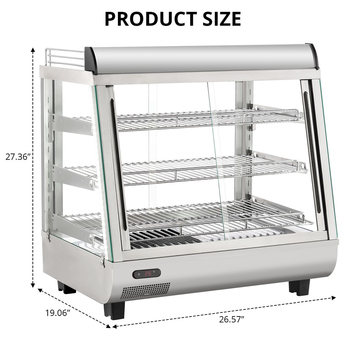 3.4 Cu. ft. Capacity, Countertop Display Warmer with LED Lighting, Adjustable Temperature Control – Perfect for Food Display - thumbnail 2