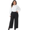 Women's Plus Size Button High Elastic Waisted Long Straight Business Casual Suit Pants with Pockets - Agnes Orinda - 3 of 4