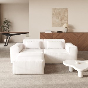 WJShome Modular Sectional Sofa Couch,82.62" Cloud Sofa with Ottoman,Minimalist LoveSofa Wide Deep Seat Convertible Couches for Living Room, Office - 1 of 4
