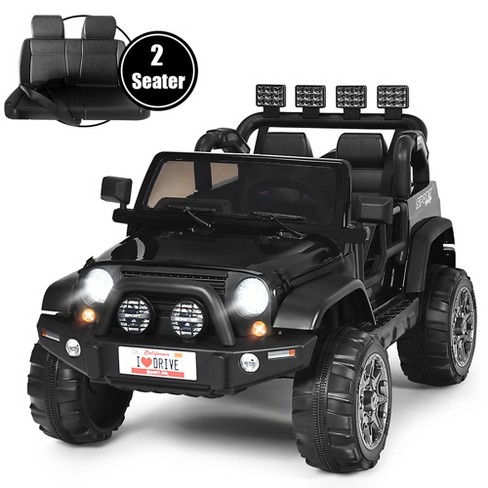 Costway 12v Kids Ride On Car 2 Seater Truck Rc Electric Vehicles W Storage Room Black Target