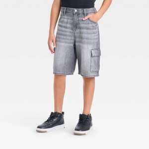 Boys' Baggy Cargo Jean Shorts - art class™ Gray Wash - 1 of 3
