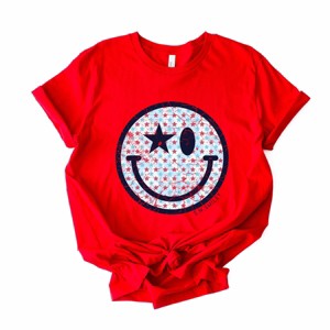 Simply Sage Market S.W.Smiley Patriotic Stars Short Sleeve Tee - 1 of 4