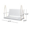Modern Twin Size Porch Swing Bed with Slatted Seat and Back, Natural Wood Hanging Daybed for Patio, Garden or Backyard-Maison Boucle - 3 of 4