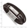 Chisel Stainless Steel Brushed Multi Strand Brown PU Leather and Rubber 8" ID Bracelet with .5" Ext. - 4 of 4