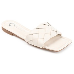 Journee Collection Womens Cassay Tru Comfort Foam Slide Low Block Heel Sandals Off White 6.5 - 1 of 4