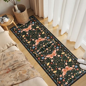 Modern Area Rug Farmhouse Washable Rug Butterfly Floral Print Area Rugs for Living Room Bedroom - 1 of 4