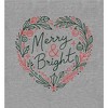Merry & Bright Heart-Shaped Christmas Wreath
 Women's Crew Neck Short Sleeve Crop Tee - 2 of 3