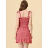 Allegra K Women's Summer Floral Print Smocked Top Mini Skirt Outfit Set 2 Pieces - 3 of 4