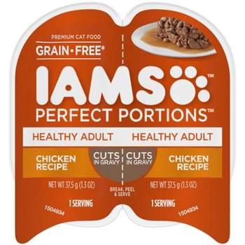 IAMS Perfect Portions Grain Free Cuts In Gravy Premium Adult Wet Cat Food Chicken Recipe - 2.64oz