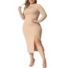 Agnes Orinda Women's Plus Size Ribbed Cut-Out Slim Fit Bodycon Midi Dresses - 2 of 4