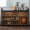 Industrial Shoe Storage Bench with Lift Top - Metal and Wood Entryway Bench with 2-Tier Shoe Rack, Functional Hallway Organizer - 3 of 4