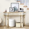 PAGED Luxury Entryway Table Half-Moon Mirrored Console Table Sofa Table with Fluted Glass & Crystal Knob Drawer for Living Room, Entrance - 4 of 4