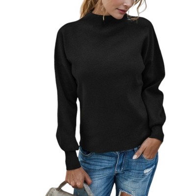 Amaryllis Women's Mock Neck Pullover Long Sleeves Cozy Knit Sweater