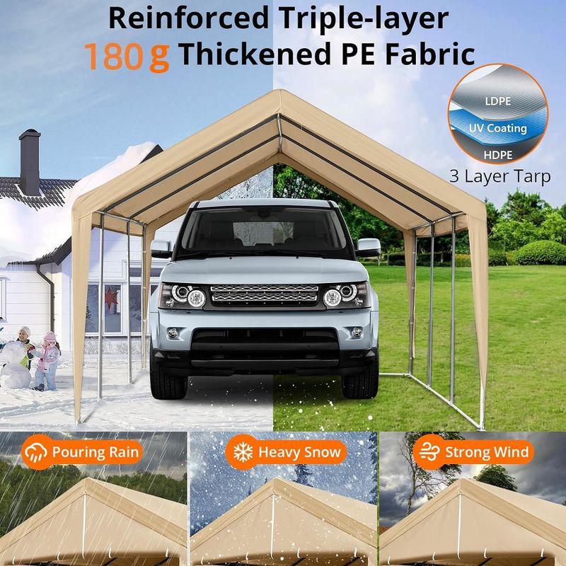 Car Canopy Garage Boat Party Tent With Ventilated Windows & Roll-up Doors, 2 of 7