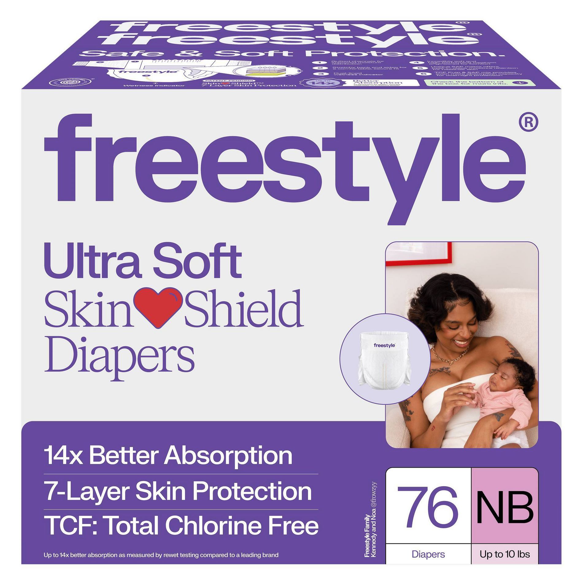 Freestyle Total Chlorine Free 14x Better Absorption Hypoallergenic Baby Diapers(Select Size and Count)