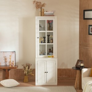 75'' Kitchen Pantry Cabinet, Freestanding Display Cabinet with Glass Door, Cupboard Storage Cabinet, Bathroom Storage Cabinet for Living Room Hallway - 1 of 4