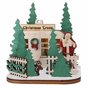 Old World Christmas Ginger Cottages Wooden Ornament, Tree Lot - 1 of 3