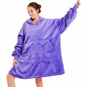 FAAYFIAN Oversized Blanket Hoodie Sweatshirt, Faux Shearlin Wearable Blanket with Sleeves & Giant Pocket, Comfy One Size Hoodie for Adults & Teens - 1 of 4
