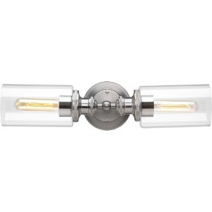 Progress Lighting Archives 2-Light Bath Vanity Fixture, Antique Nickel, Clear Glass Shades - 1 of 4