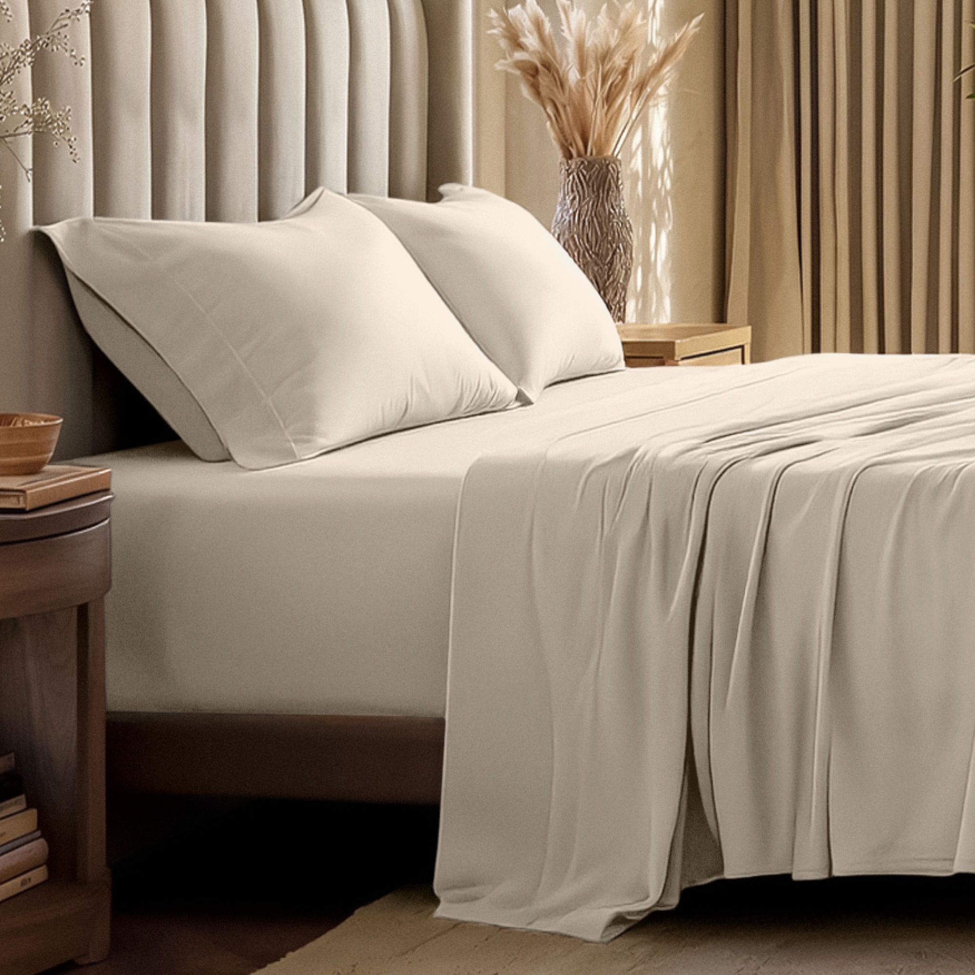 Breathable Organic Cotton Jersey Sheet Set by Bare Home - Queen, Sand