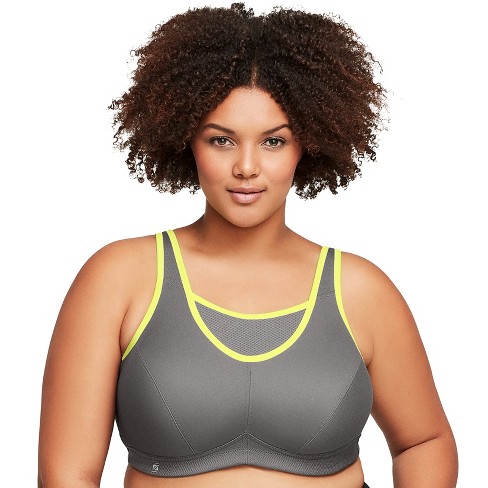 Glamorise Womens No-bounce Camisole Sports Wirefree Bra 1066 Gray/yellow  44d : Target