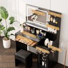 HYLEORY Vanity Desk with Mirror, Power Outlet, Hair Dryer Bracket, Makeup Table with 2 Drawers,3 Color Modes Available for Bedroom,Wood Grain - 4 of 4
