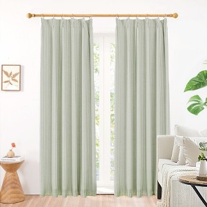 Deconovo Poly Linen Stripe Printed Curtain 2Pass Coated Pleated Rod Pocket - 1 of 4