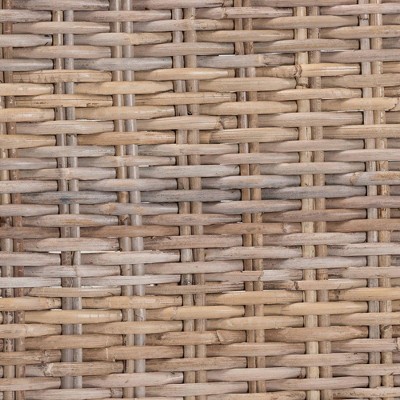 Hayate Mahogany and Rattan X-Base Ottoman Footstool