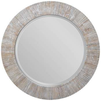 Uttermost Repose Whitewash 36-in Round Wall Mirror