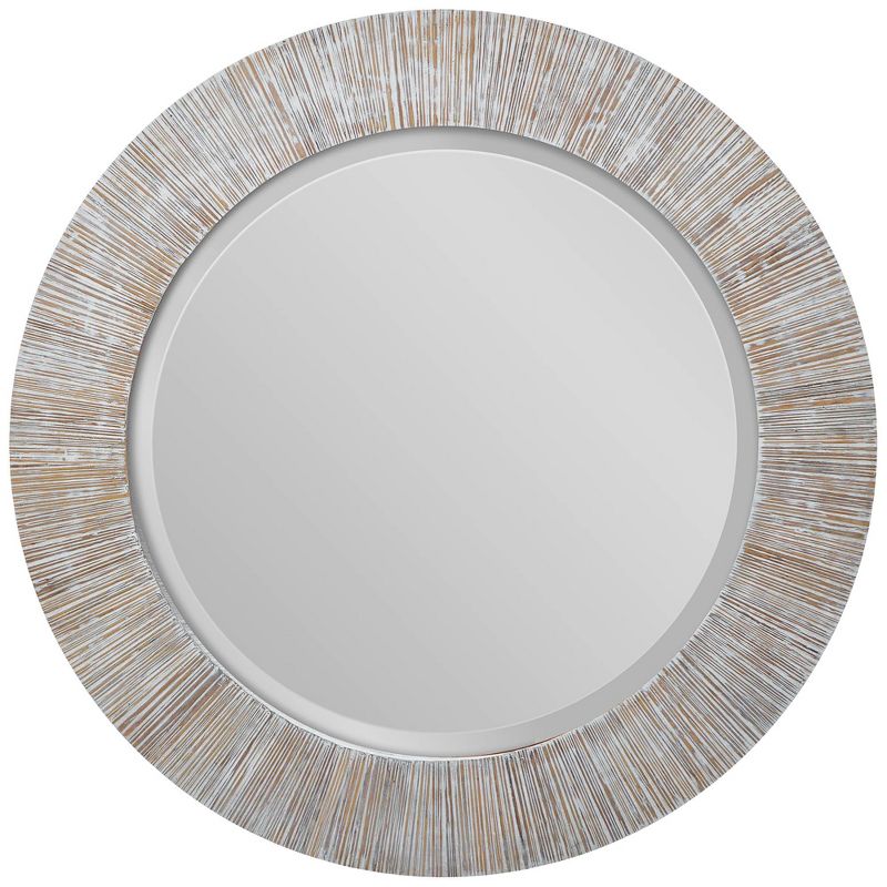 Uttermost Repose Whitewash 36-in Round Wall Mirror, 1 of 2