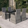 vidaXL Patio Dining Set Outdoor Dining Set Table and Chair Set for Garden - Gray 5 Piece with Cushions, 55.1" Table Length, 4 Chairs - 2 of 4