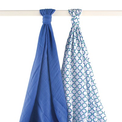 Yoga Sprout Baby Boy Cotton Muslin Swaddle Blankets, Blue Dog, One Size