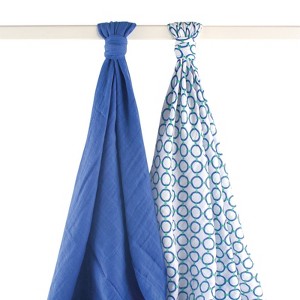 Yoga Sprout Baby Boy Cotton Muslin Swaddle Blankets, Blue Dog, One Size - 1 of 1