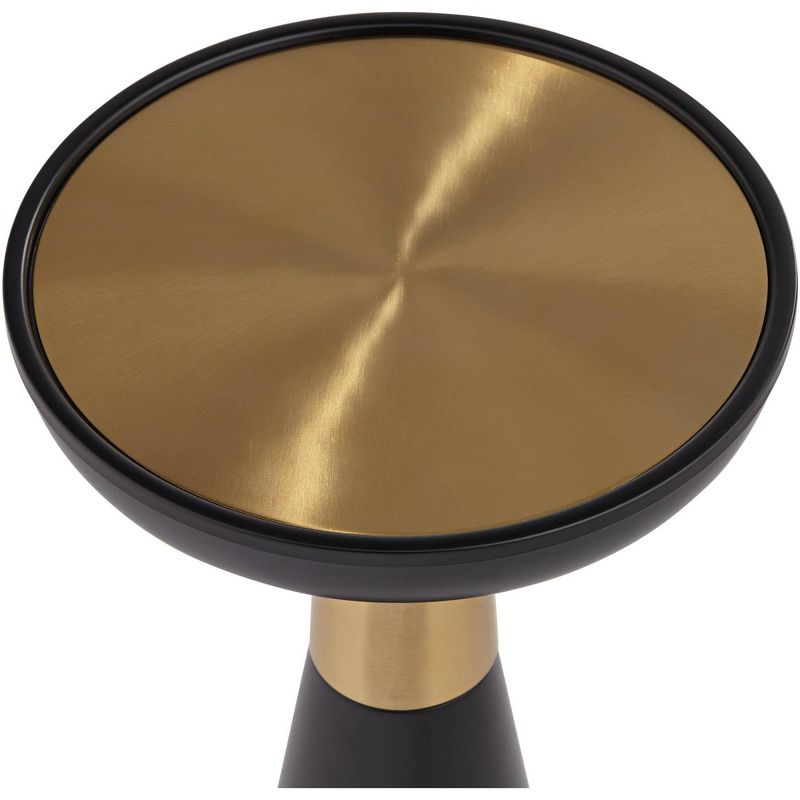 Studio 55D Roxanne Modern Glam Luxe Metal Round Accent Side End Table 13" Wide Black Gold for Spaces Living Room Bedroom Bedside Entryway House Office, 5 of 10