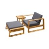 Acacia Wood Outdoor Lounge Set, Patio Furniture Sets 3 Piece With Chair & Ottoman & Table, Patio Set With Cushion-Cuddlewood - 3 of 4