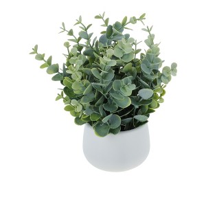 Unique Bargains Artificial Plants Eucalyptus Plant in White Pot Plastic Green 1 Pc - 1 of 4