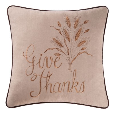 C&F Home 18" x 18" Give Thanks Embroidered Fall Throw Pillow