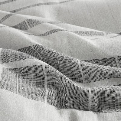 Gray and White Cotton Blend Striped Full/Queen Duvet Cover Set