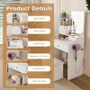 AENKYO 3-Color LED Mirror Vanity Desk, Makeup Dressing Table with Stool, 2 Drawers, Adjustable Lighting for Bedroom - White - 3 of 4